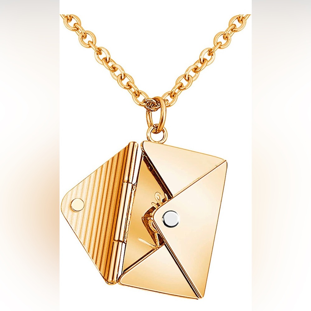 Personalized Envelope Locket Necklace Engrave Secret Love Letter Necklace - Picture 5 of 8
